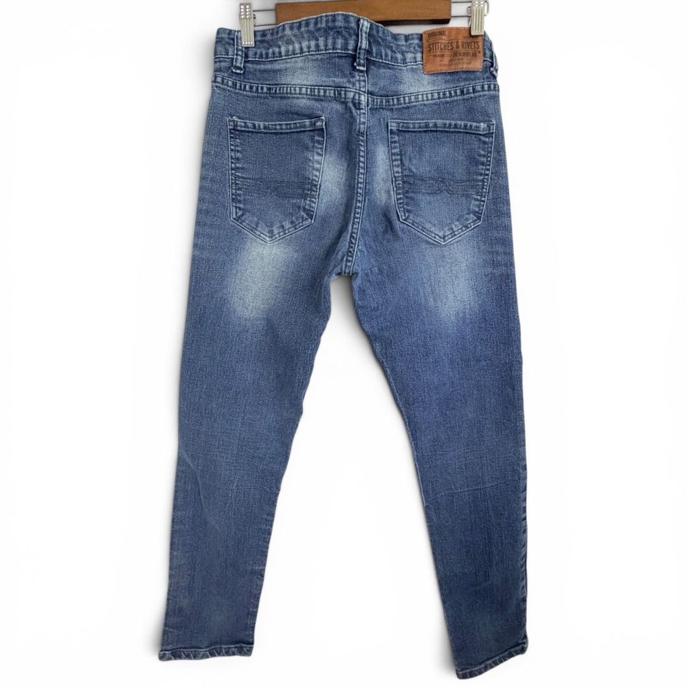 stitches & rivets jeans mens 34x28 blue stretch denim straight leg casual preppy